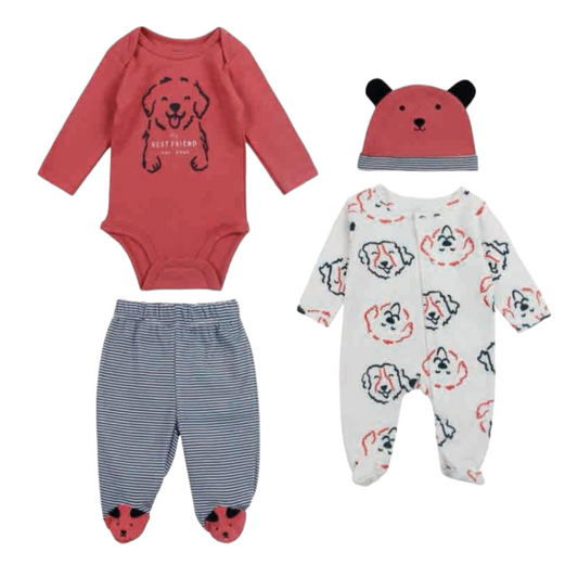 Set de pijama 4 piezas, Osito rojo