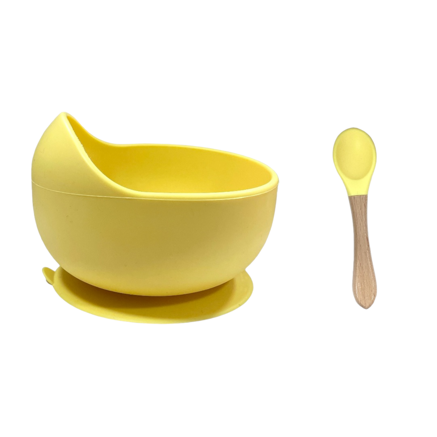 Bowl de silicona con cuchara amarillo