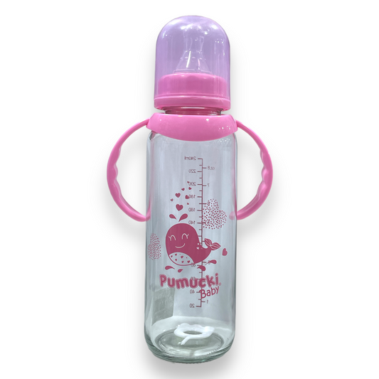 Mamadera de vidrio 250ml rosa