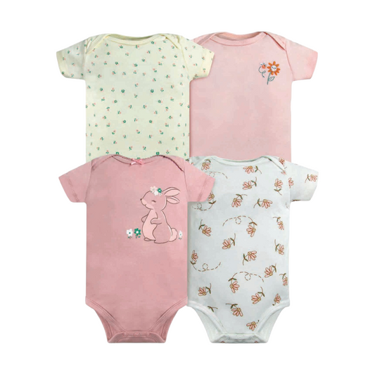 Set de 4 bodys manga corta, Conejita rosa