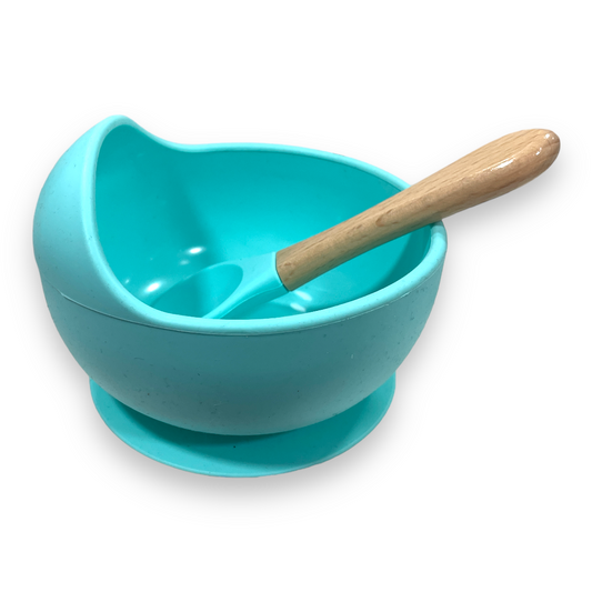 Bowl de silicona con cuchara turquesa