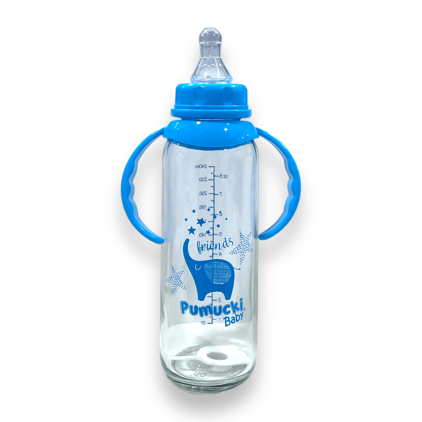 Mamadera de vidrio 250ml celeste - Palimu