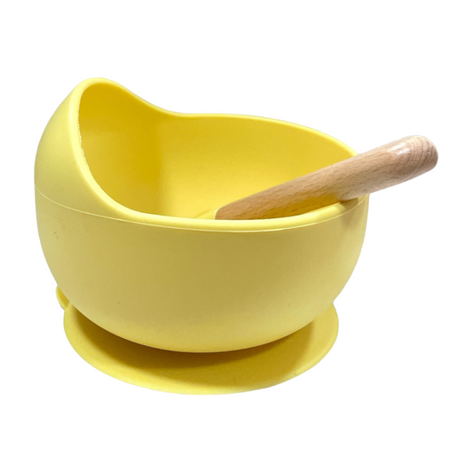 Bowl de silicona con cuchara amarillo