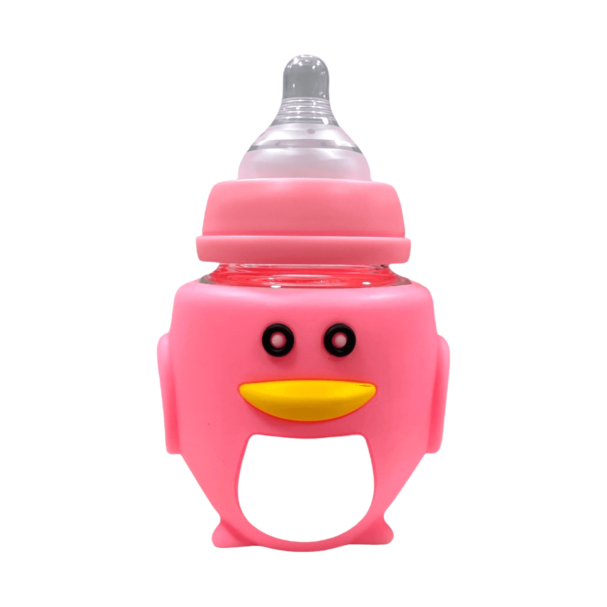 Mamadera de vidrio pingüino rosa - Palimu