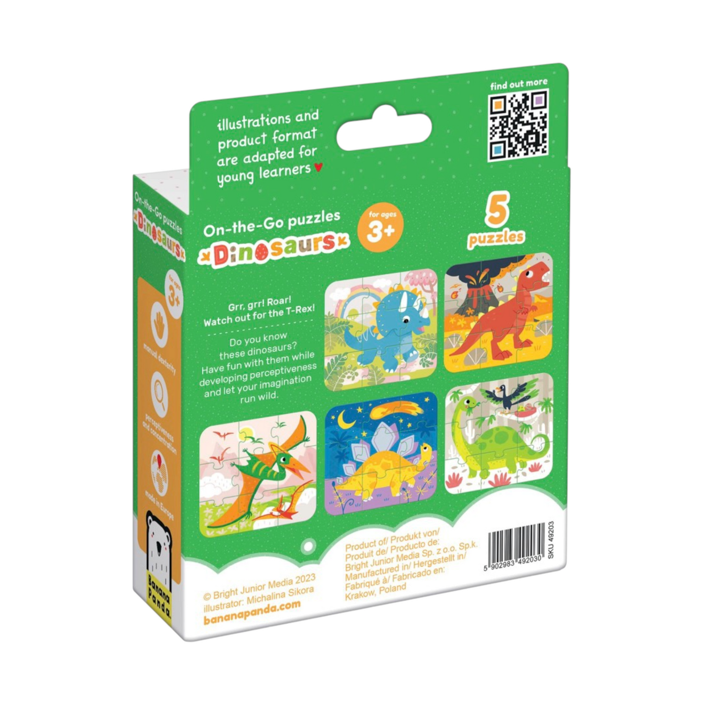 Puzzle Dinosaurs (45 piezas, 5 puzzles) 3+