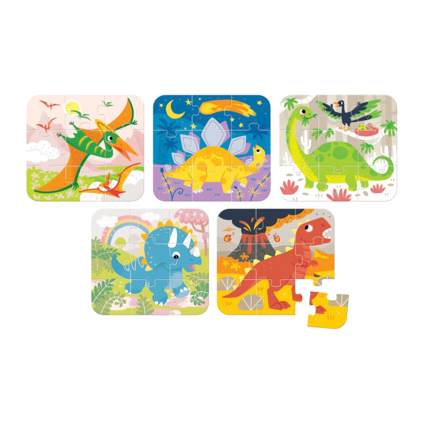 Puzzle Dinosaurs (45 piezas, 5 puzzles) 3+