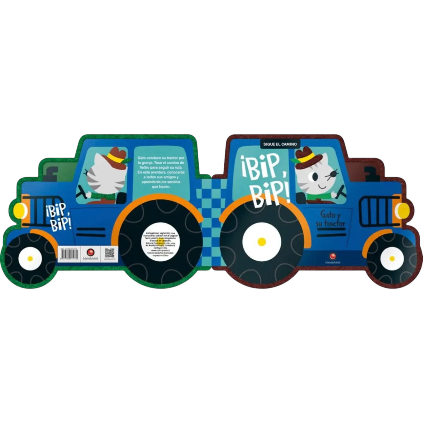 Gato y su tractor. ¡Bip, bip!