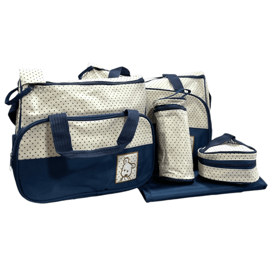 Set bolso maternal 5 piezas azul con puntos - Palimu