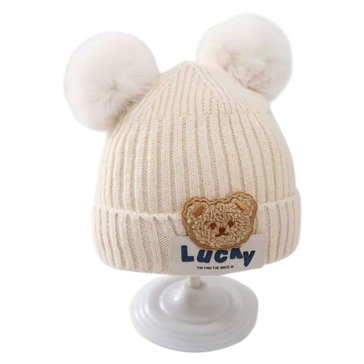 Gorro de bebé osito pompom
