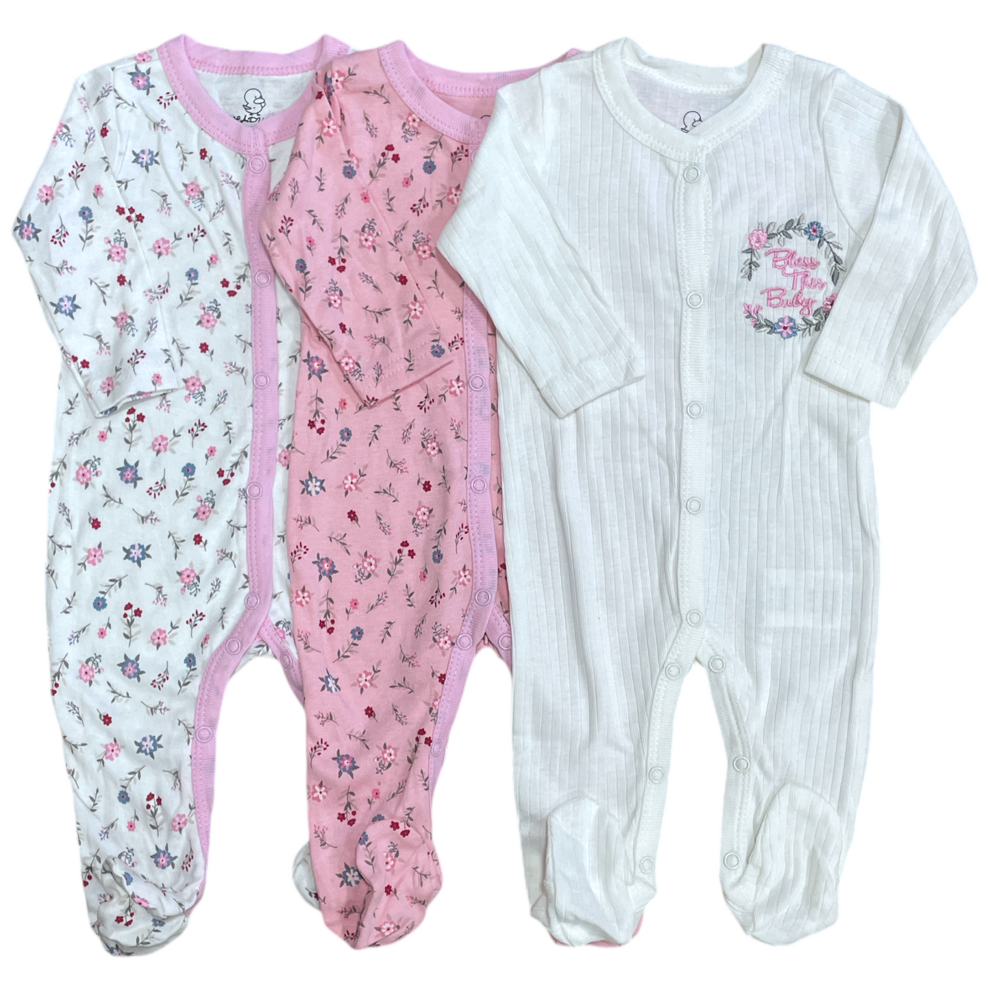 Tripack pijamas de algodón, Blanco