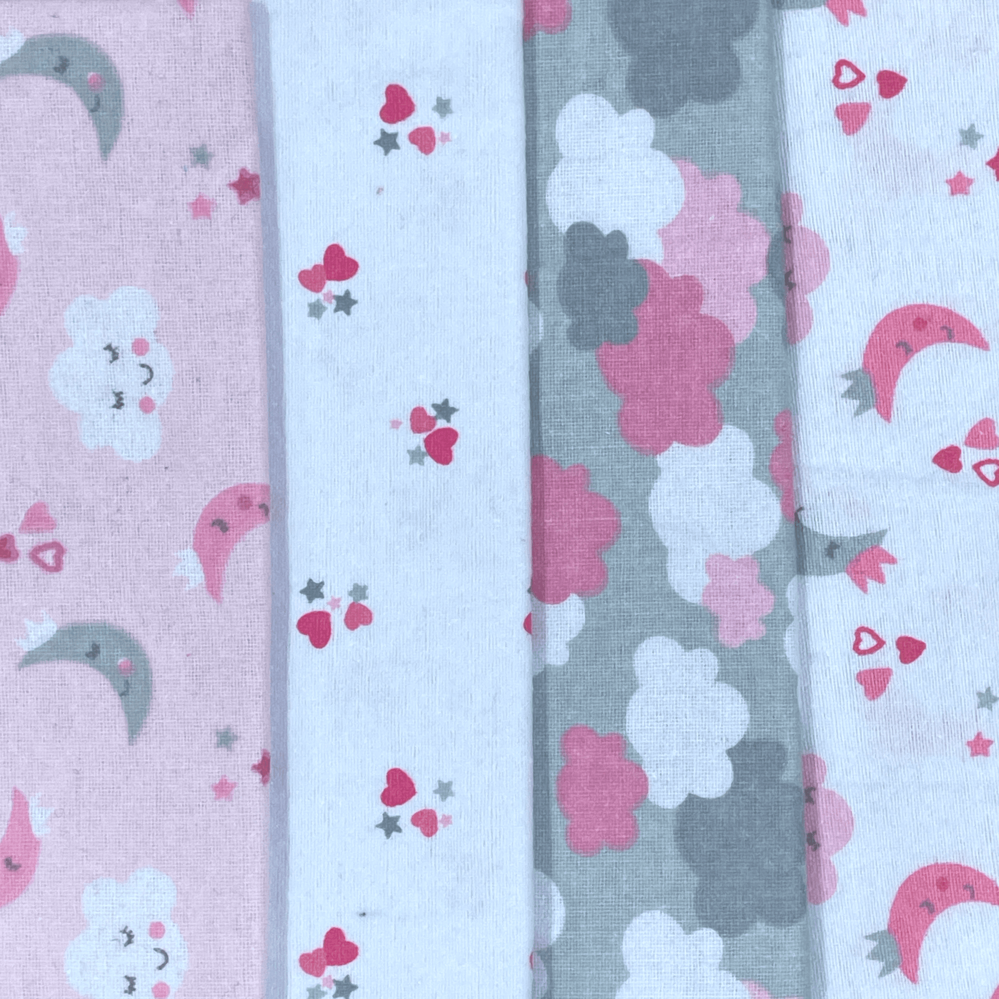 Set de 4 mantitas afraneladas, Nubecitas rosa - Palimu