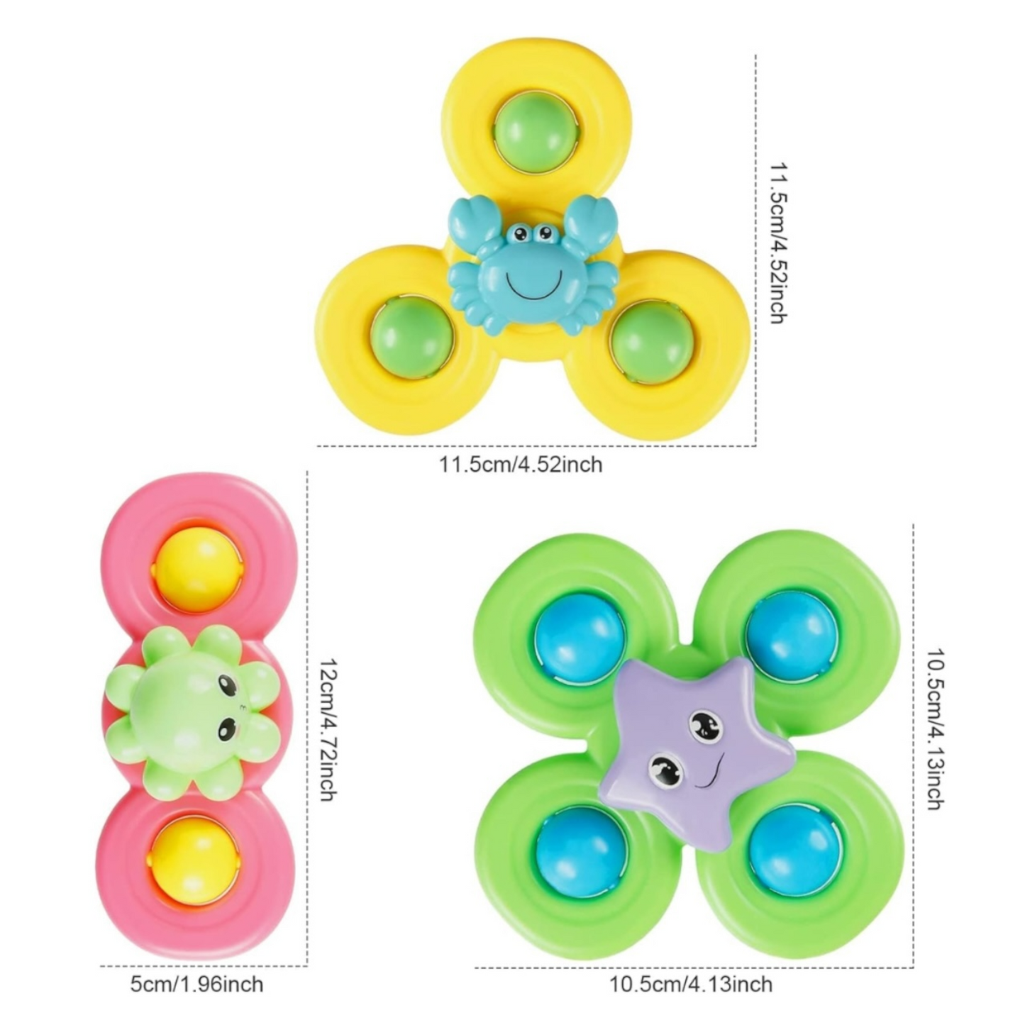 Set de 3 spinners con ventosa, Monstruitos