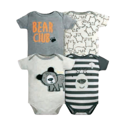 Set de 4 bodys, Oso gris