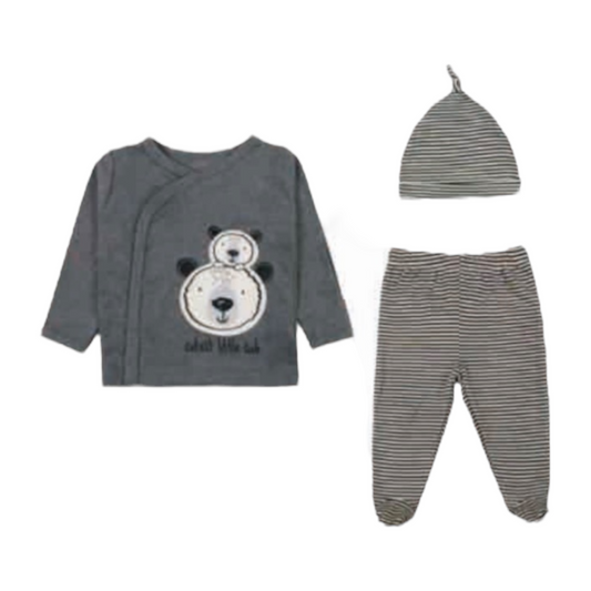Conjunto 3 piezas de algodón, Osito gris