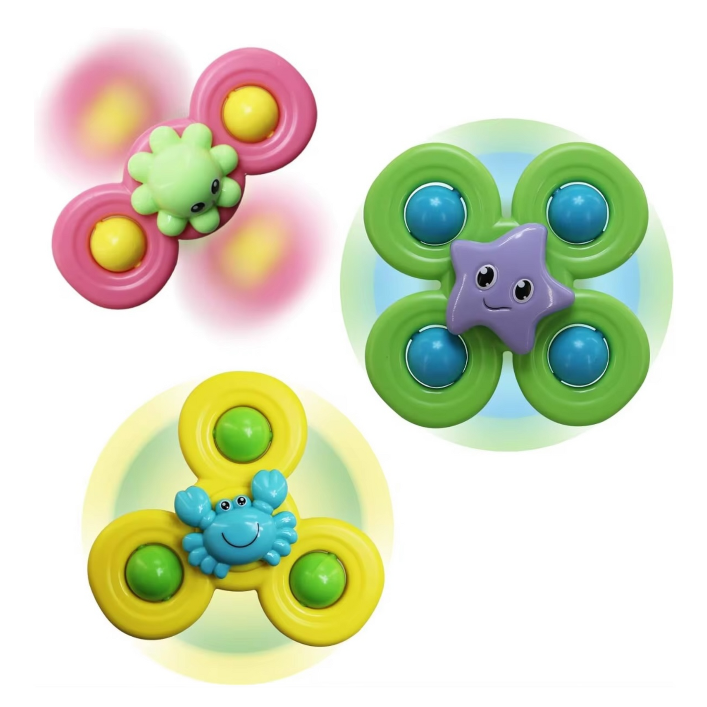 Set de 3 spinners con ventosa, Monstruitos