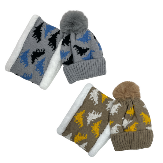 Set gorro y cuello, Dino