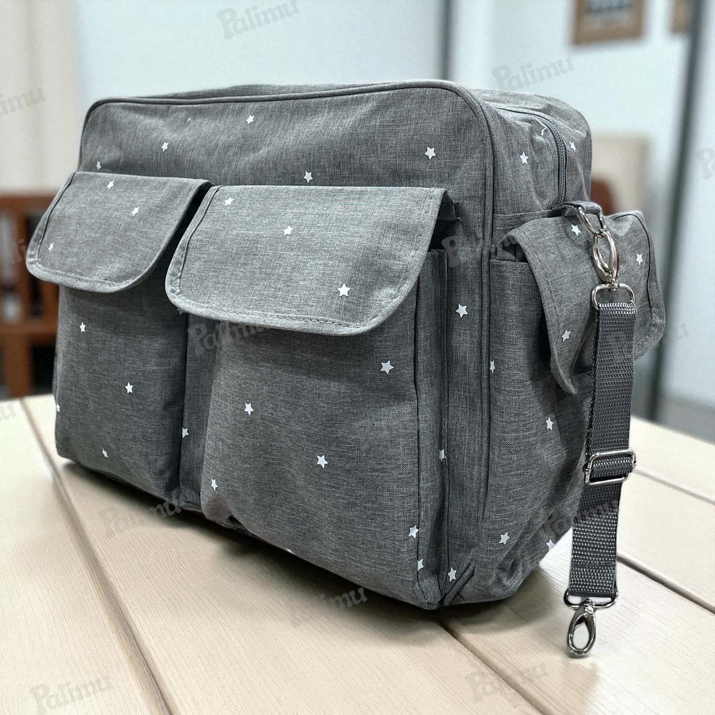 Bolso maternal Gris con estrellas
