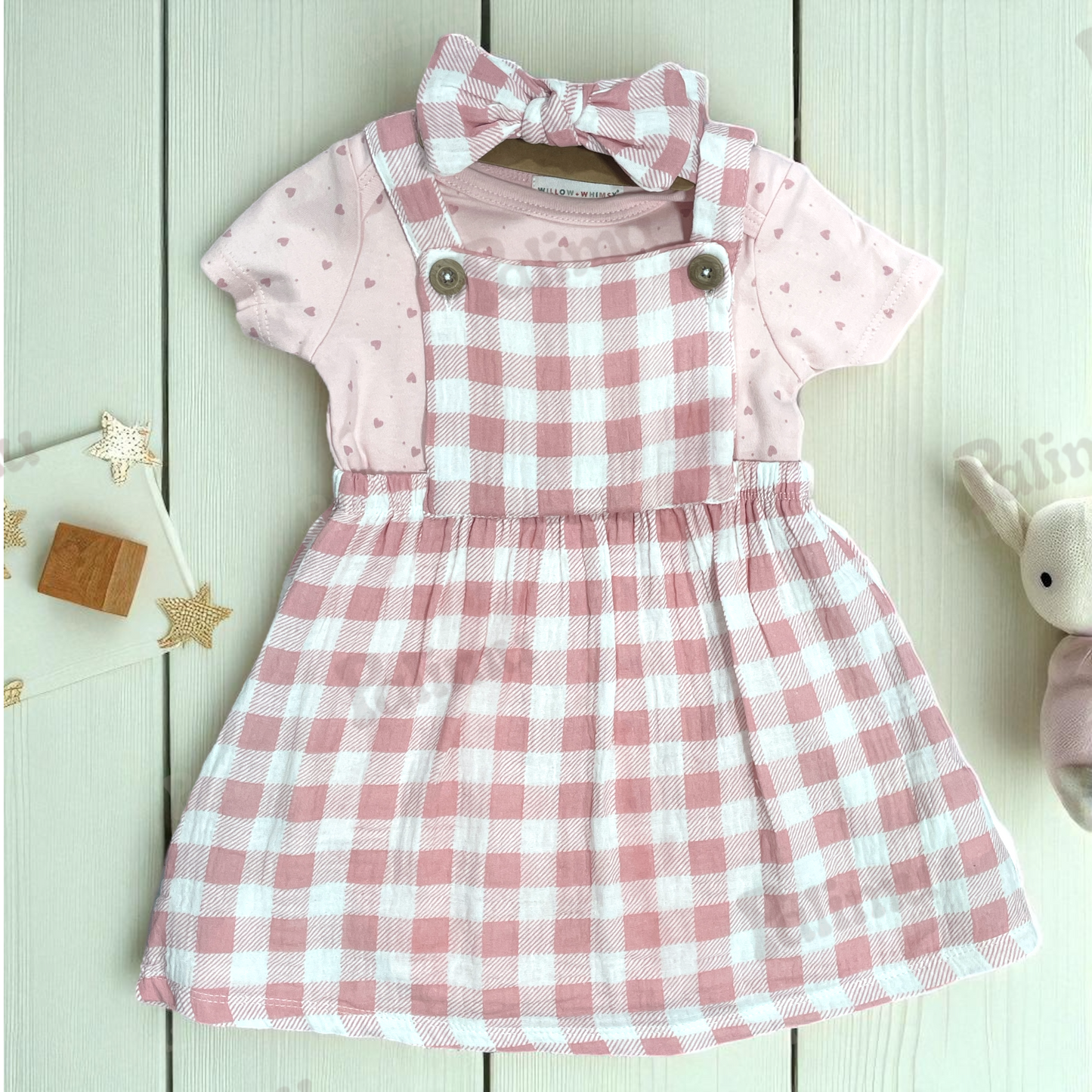 Jardinera de algodón + body + cintillo