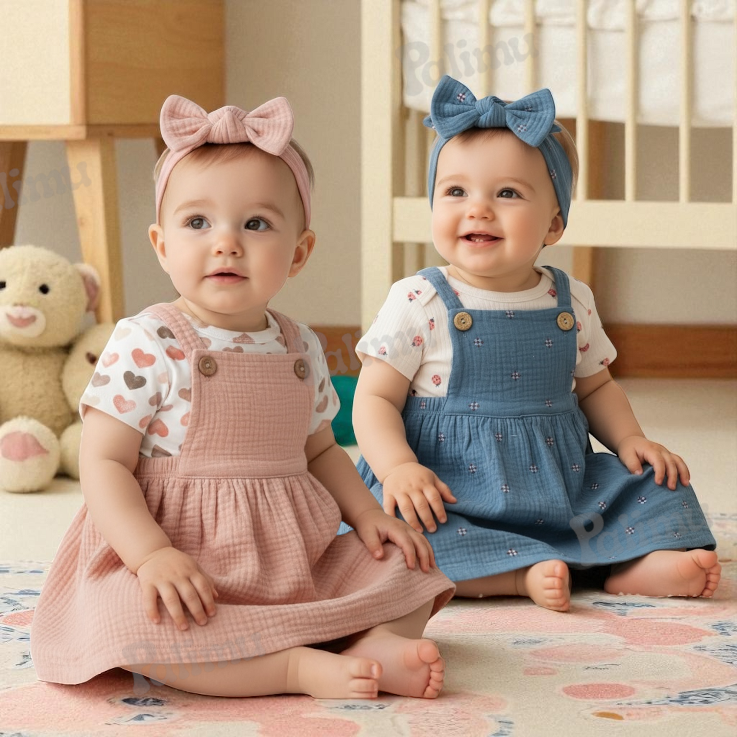 Jardinera de algodón + body + cintillo