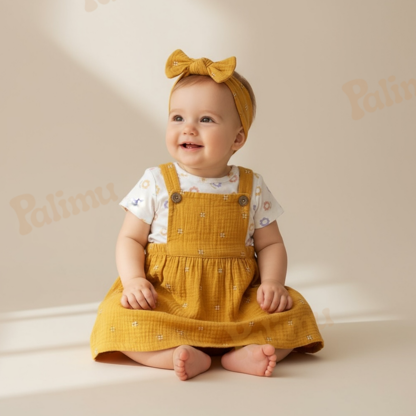 Jardinera de algodón + body + cintillo