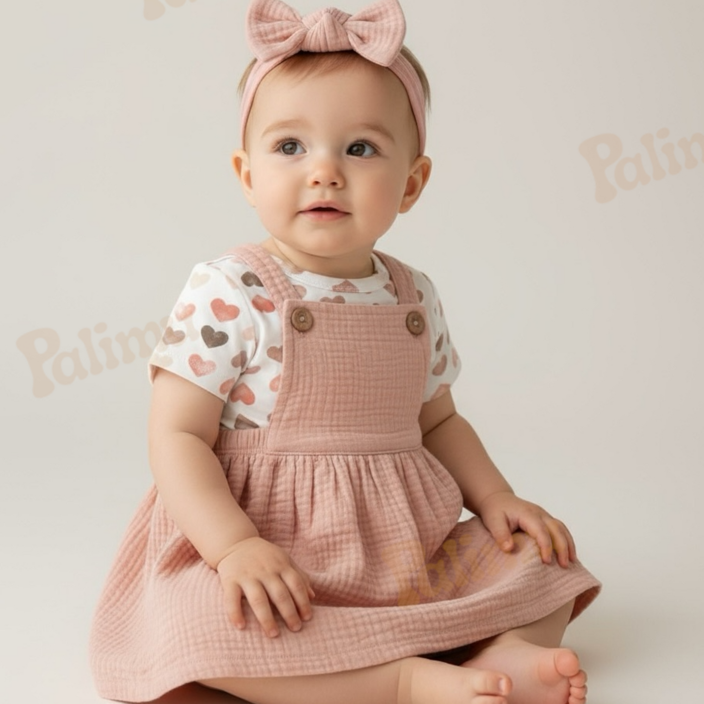 Jardinera de algodón + body + cintillo