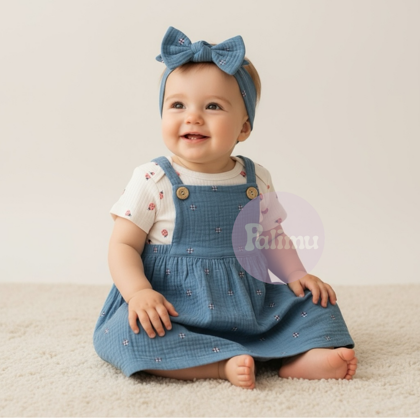 Jardinera de algodón + body + cintillo