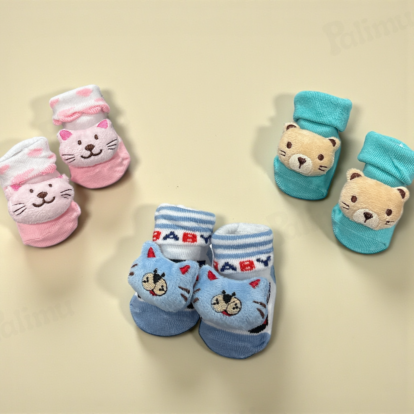 Calcetín con peluche 0-6m, variedad de colores